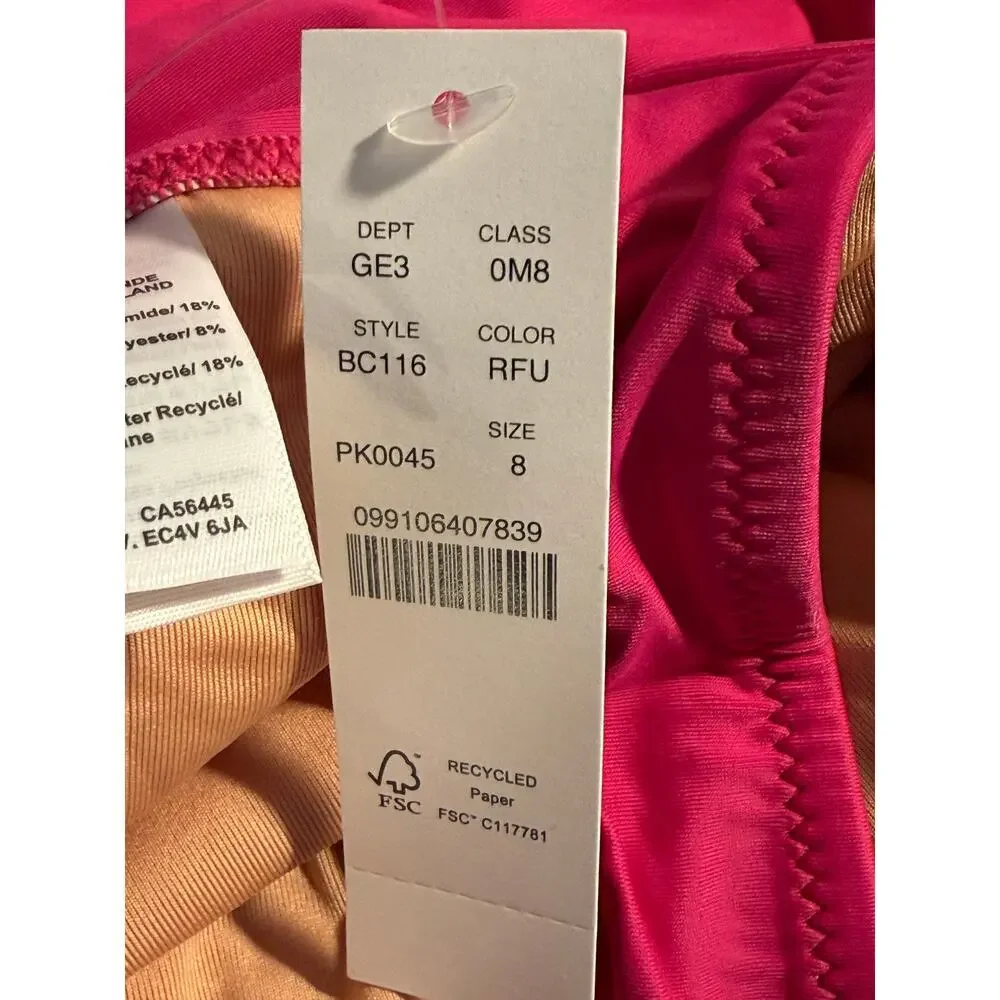 NEW J. Crew Women’s Size‎ 8 Radiant Fuchsia Ruched V-neck One-piece NWT
